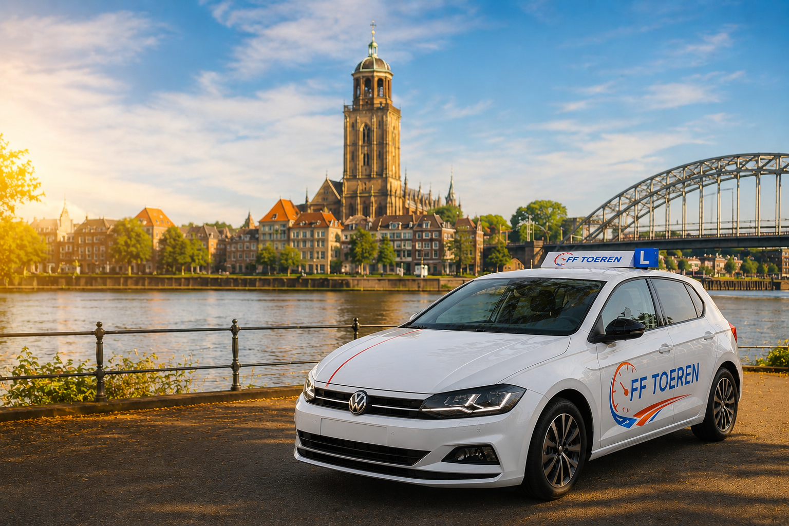 Lesauto van Rijschool FF Toeren tijdens een automaat rijles in Zwolle
